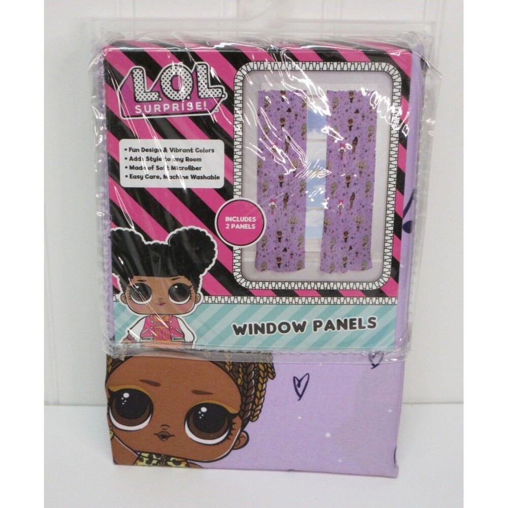 LOL Surprise Dolls Window Curtains 82"x63" Drapes Kids Room Purple Panel Set New